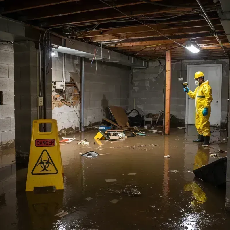 Flooded Basement Electrical Hazard in Campbell, MO Property